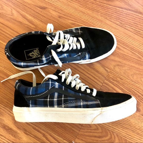 Vans Shoes - Vans black and blue plaid design.